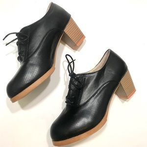 lishashunv heeled black vegan leather boots sz 7.5